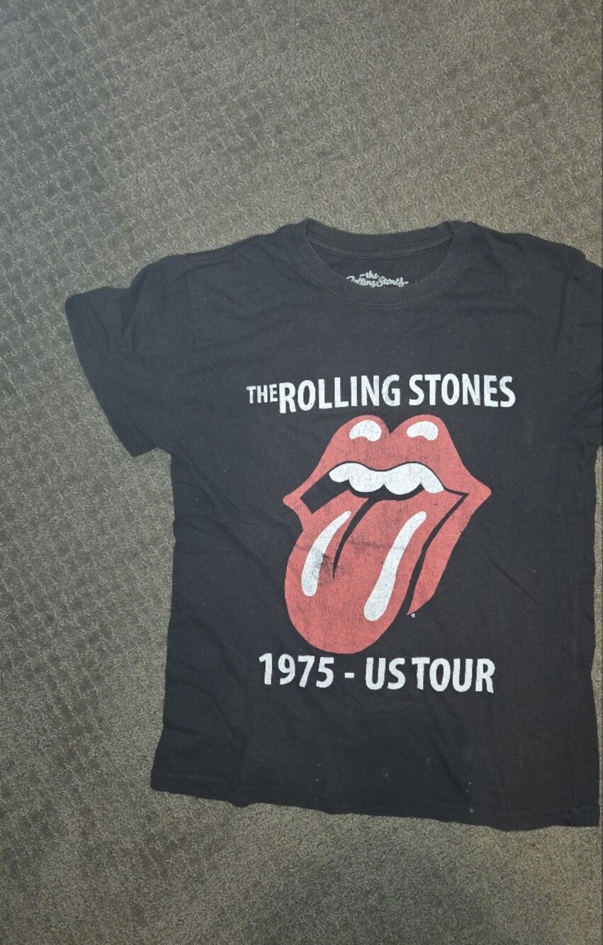 The Rolling Stones Black Tee with White Script and Red Graphic - From Target